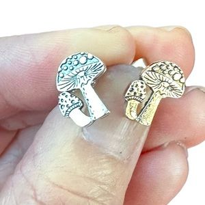 Silver Plated Small Mushroom Stud Earrings